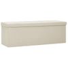 Banco De Almacenamiento Plegable Lino Sintético Crema Blanco