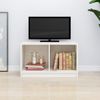 Mueble De Tv De Madera Maciza De Pino Blanco 70x33x42 Cm