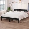 Estructura De Cama De Madera Maciza De Pino Negro 140x190 Cm