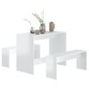 Juego De Comedor 3 Piezas Madera Contrachapada Blanco Brillante