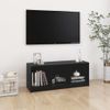 Mueble De Tv Madera Maciza De Pino Negro 104x33x41 Cm