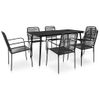 Set De Comedor De Jardín 7 Pzas Cuerda De Algodón Y Acero Negro