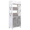 Mueble De Baño Madera De Paulownia Blanco Y Gris 46x24x116 Cm