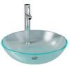 Lavabo Con Grifo Y Tapón Pulsador Cristal Templado Esmerilado