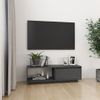 Mueble De Tv De Madera Maciza De Pino Gris 110x30x33,5 Cm