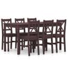 Conjunto De Comedor 7 Piezas Madera De Pino Marrón Oscuro