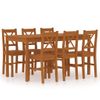 Conjunto De Comedor 7 Piezas Madera De Pino Marrón Miel