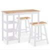 Conjunto De Mesa Alta De Cocina 3 Piezas Mdf Blanco