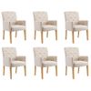 Sillas De Comedor Con Reposabrazos 6 Unidades De Tela Beige