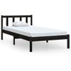 Estructura De Cama Madera Maciza Pino Individual Negro 90x190cm