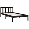 Estructura De Cama Madera Maciza Pino Individual Negro 90x190cm