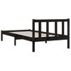 Estructura De Cama Madera Maciza Pino Individual Negro 90x190cm