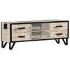 Mueble De Tv De Madera Maciza De Acacia 110x30x41 Cm Gris