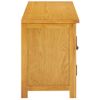 Mueble Para Tv Madera Maciza De Roble 110x35x44 Cm Marrón