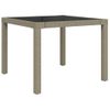 Mesa Jardín Vidrio Templado Ratán Sintético 90x90x75 Cm Gris Beige