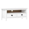 Mueble De Tv Hill Madera Maciza De Pino Blanco 110x40x47 Cm