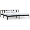 Estructura De Cama De Madera Maciza De Pino Negro 200x200 Cm