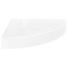 Estante Flotante De Esquina Mdf Blanco Brillo 25x25x3,8 Cm