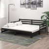 Sofá Cama Extraíble Madera Maciza De Pino Negro 2x(90x200) Cm