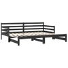 Sofá Cama Extraíble Madera Maciza De Pino Negro 2x(90x200) Cm