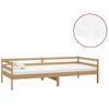 Sofá Cama Y Colchón Madera Pino Maciza Marrón Miel 90x200 Cm