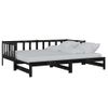 Sofá Cama Extraíble Madera Maciza De Pino Negro 2x(90x200) Cm