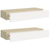 Estantes De Pared Con Cajón 2 Uds Mdf Roble/blanco 60x23,5x10cm Marrón