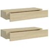 Estantes De Pared Con Cajón 2 Uds Mdf Roble 60x23,5x10 Cm Marrón