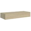 Estante Con Cajón De Pared Mdf Roble 60x23,5x10 Cm Marrón