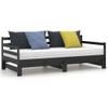 Sofá Cama Extraíble Madera Maciza De Pino Negro 2x(90x200) Cm