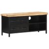 Mueble Para Tv De Madera Maciza De Mango Rugosa 90x30x41 Cm Negro