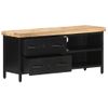 Mueble Para Tv De Madera Maciza De Mango Rugosa 90x30x41 Cm Negro