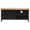 Mueble Para Tv De Madera Maciza De Mango Rugosa 90x30x41 Cm Negro