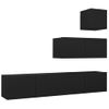 Set De Muebles De Salón Tv 4 Piezas Madera Contrachapada Negro