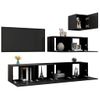 Set De Muebles De Salón Tv 4 Piezas Madera Contrachapada Negro