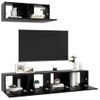 Set De Muebles De Salón Tv 3 Pzas Madera De Ingeniería Negro