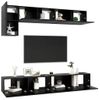 Set De Muebles De Salón Tv 5 Pzas Madera De Ingeniería Negro