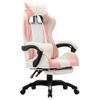 Silla Gaming Con Reposapiés Cuero Sintético Rosa Y Blanco