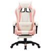 Silla Gaming Con Reposapiés Cuero Sintético Rosa Y Blanco