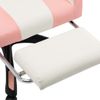 Silla Gaming Con Reposapiés Cuero Sintético Rosa Y Blanco