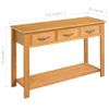 Mesa Consola De Madera Maciza De Roble 110x35x75 Cm Marrón