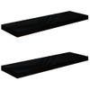 Estante Flotante De Pared 2 Uds Mdf Negro Brillo 80x23,5x3,8 Cm