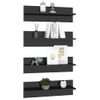 Estante De Pared 4 Uds Contrachapado Negro Brillo 60x11,5x18 Cm