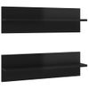 Estante De Pared 2 Uds Contrachapado Negro Brillo 60x11,5x18 Cm