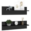 Estante De Pared 2 Uds Contrachapado Negro Brillo 60x11,5x18 Cm