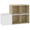 Zapatero De Recibidor Contrachapado Blanco Roble 105x35,5x70 Cm Beige