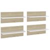 Estantes De Pared 4 Uds Blanco Y Roble Sonoma 40x11,5x18 Cm