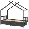 Estructura De Cama Infantil Y Cajones Madera Pino Gris 90x200cm