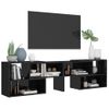Mueble De Tv Madera Contrachapada Negro Brillante 149x30x52 Cm