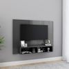 Mueble Tv De Pared Contrachapado Gris Brillante 120x23,5x90 Cm